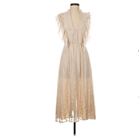 Zara Dresses & Skirts - Zara Cream Polka Dot Lace Dress